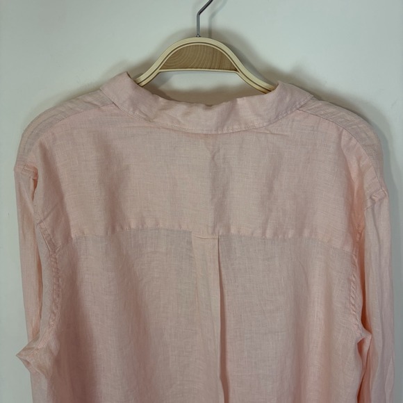 GAP Womens 100% Linen Boyfriend Shirt Light Peach Sz Large TALL Coastal Beachy - Picture 5 of 8
